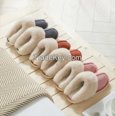 factory wholesale custom luxury soft cozy winter plush fuzzy fur lined house home slippers