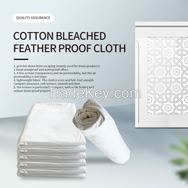 Cotton bleached feather proof cloth