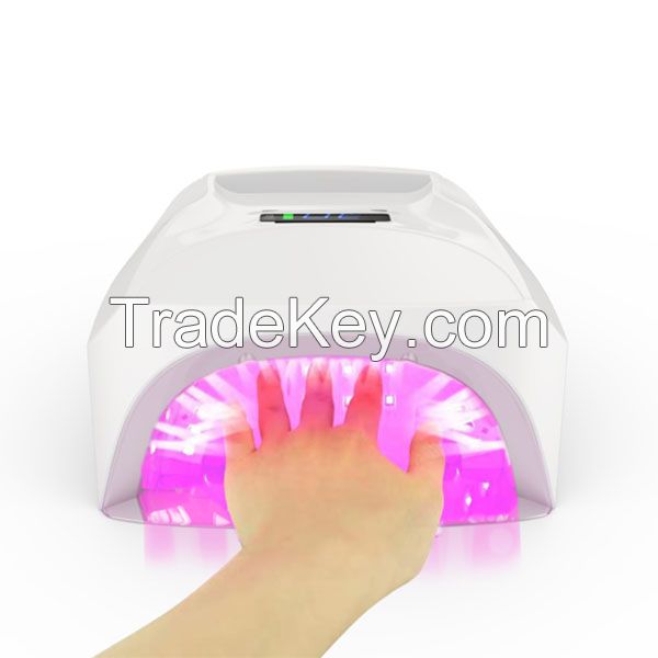 Acetone Proof 108W  Cordless Rechargeable LED/UV Nail Lamp with handle white color 