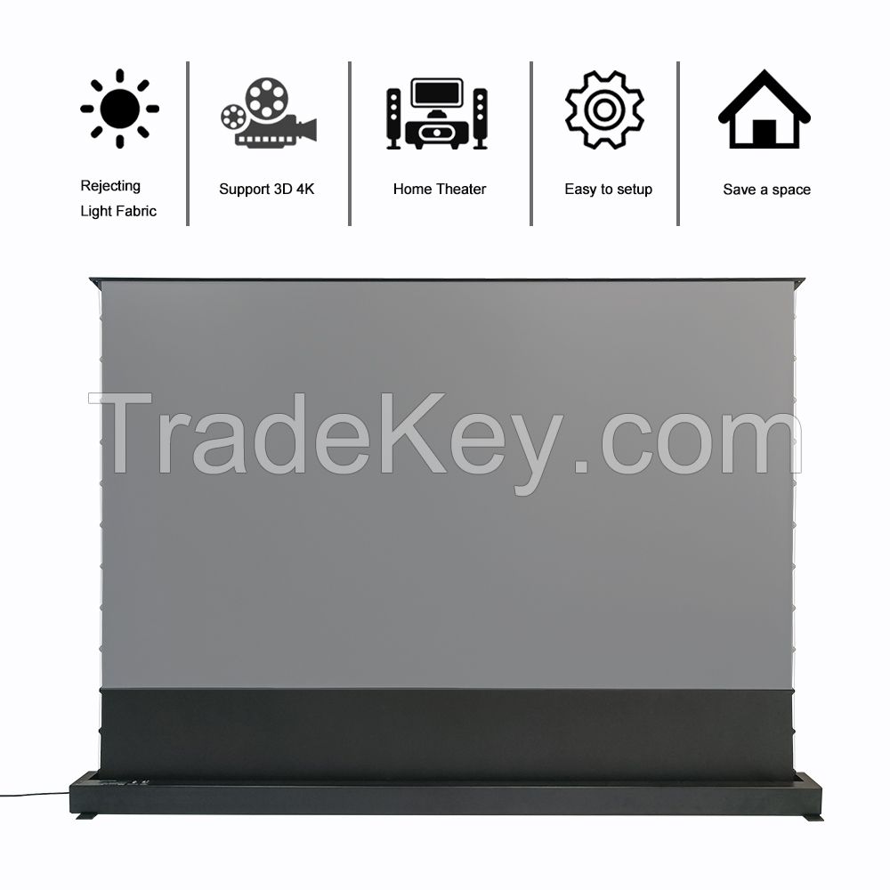 Electric Floor Rising 4K ALR grey Crystal Projection Screen Pull up Screen for Ultra short throw laser projector