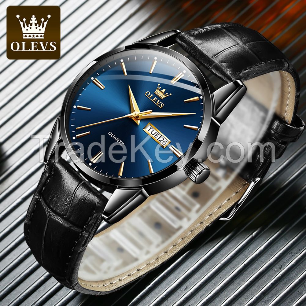 olevs 6898 Quartz Watch Men&amp;amp;#039;s Sports Clock Women&amp;amp;#039;s Dress Wrist Watch Faux Leather for Men Womens Couple Gift 2020 2pcs