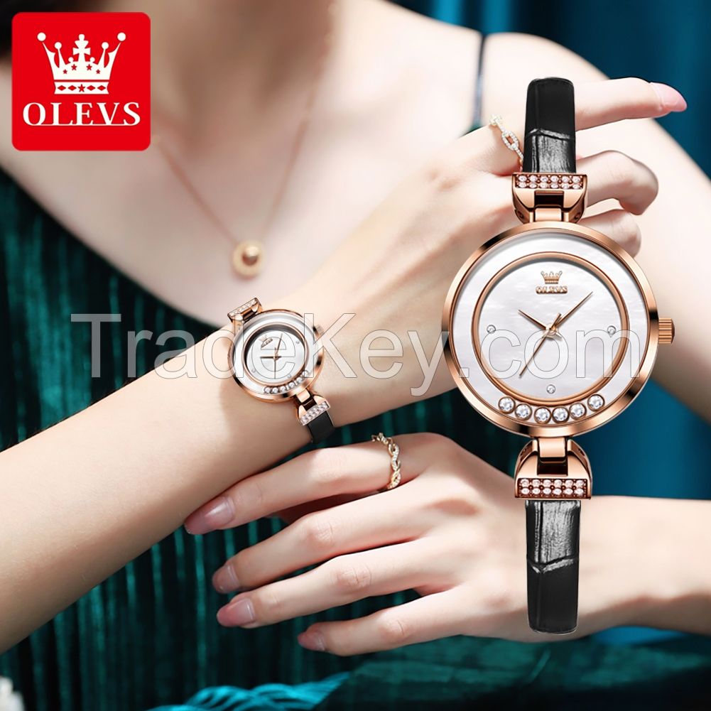 OLEVS 5540 Women Watch Simple Leather Ladies Wristwatches Charming Elegant Dress Lady Watches Quartz Female Clock