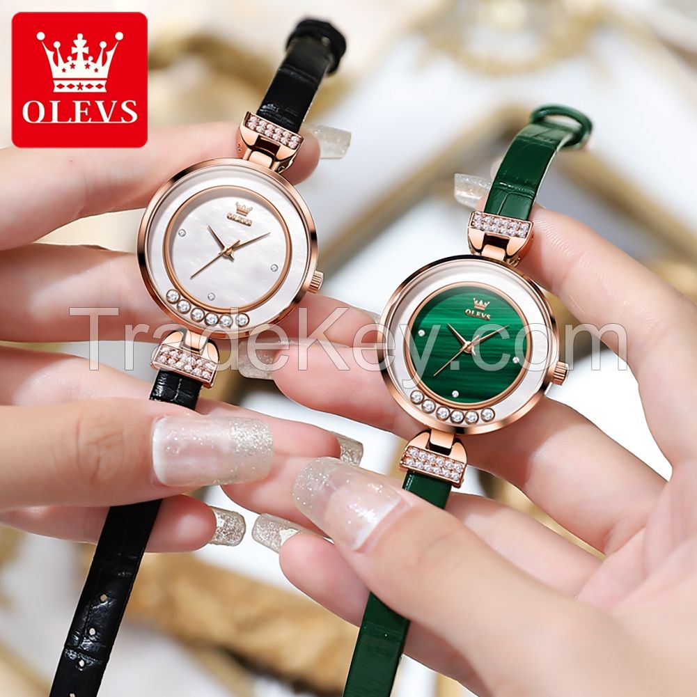 OLEVS 5540 Women Watch Simple Leather Ladies Wristwatches Charming Elegant Dress Lady Watches Quartz Female Clock