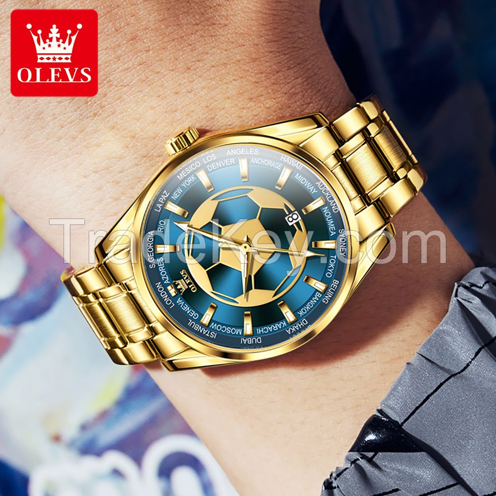 OLEVS 9949 Hot Selling Football  Multi Country Flag New Design Wristwatch