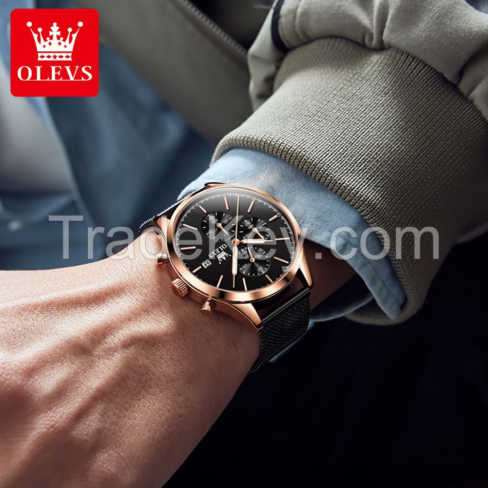 OLEVS 2881 Mens Ultra Thin Stainless Steel Mesh Belt Watch Luxury Men&#039;s Watch Business Casual Quartz Watch
