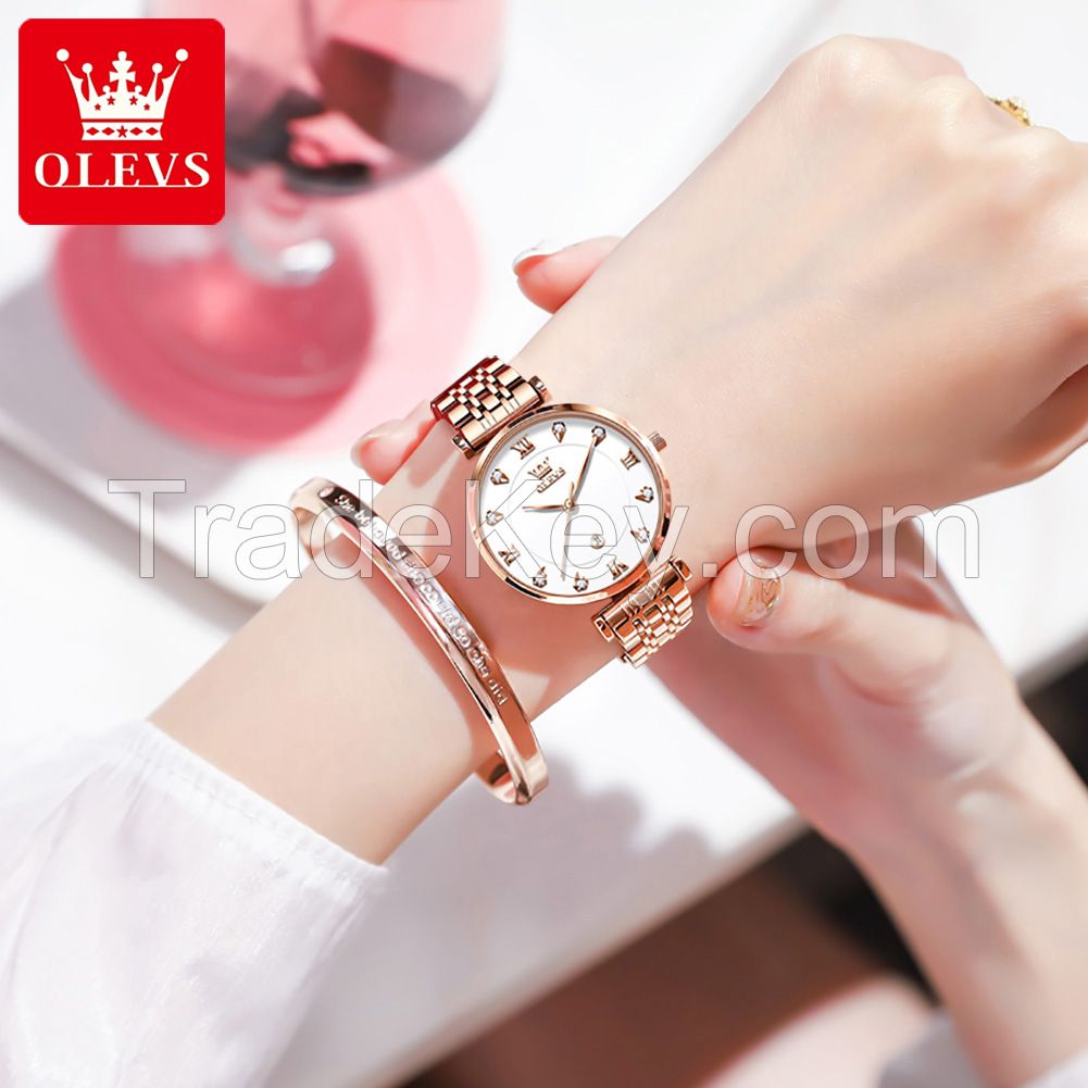 5866 OLEVS Fashion Women WristWatch Beatiful Dress Quartz Watch Water Resistant Feature Power Reserve Analog Watch Women