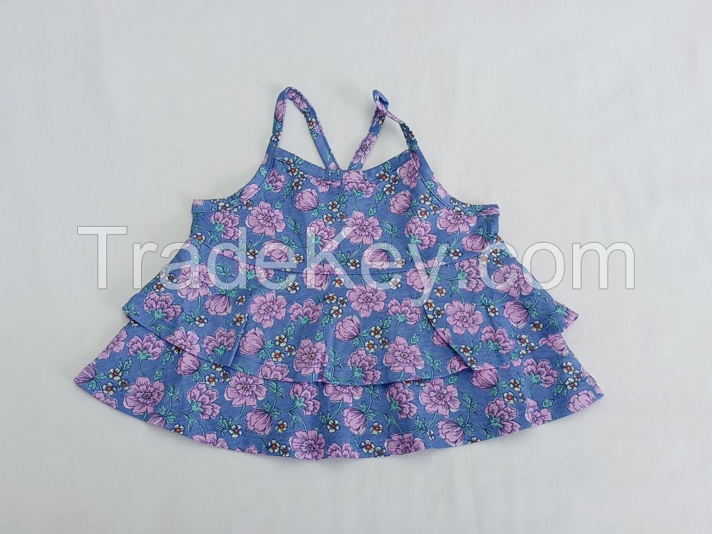 Summer clothes baby flowers printing outfit kid halter to