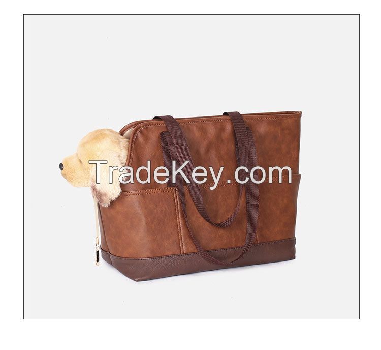Stock OEM PU Leather Pet Dog Cat Toe Bags Custom Logo Large Carrier