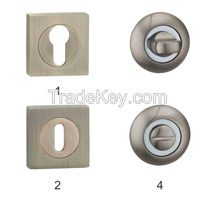 Luxury Design 24K Gold Finish Zinc Alloy Door Handle on Rosette (Rose)