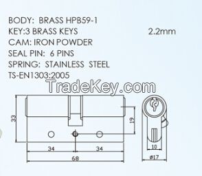Euro Profile Brass Lock cylinder Breaker Strip