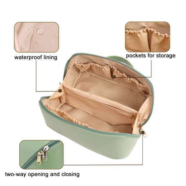 Wholesale Luxury Leather Custom Pouch Cosmetic Makeup Bag Waterproof Travel Organizer Portable Toiletry Bag