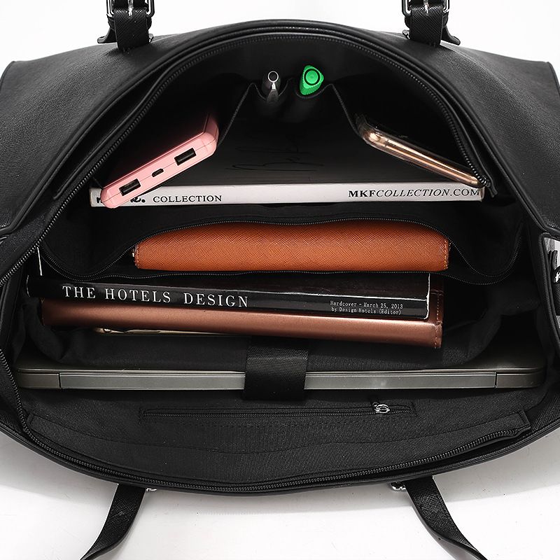 Fashion PU Leather Tote Bag Shoulder Straps Ladies Designer Leather Messenger Bag Small Lapto Bags Women