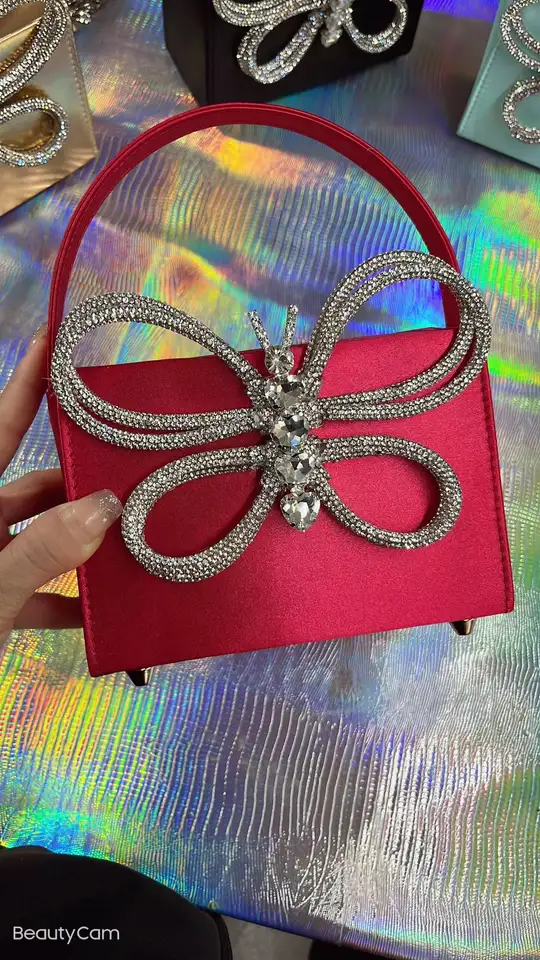 Mini Square Luxury Crystal Handbag Rhinestone Butterfly Evening Clutch Bag for Women Instagram Designer Bling Shiny Purses 2023