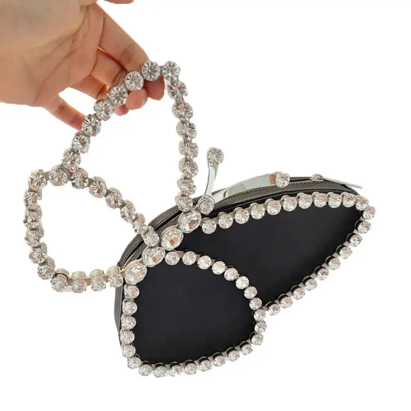 Etsy Hot Sale Pinko Tik Tok Purse and Clutch Trendy Handmade Bling Bling Diamond Party Hand Bags for Women 2023
