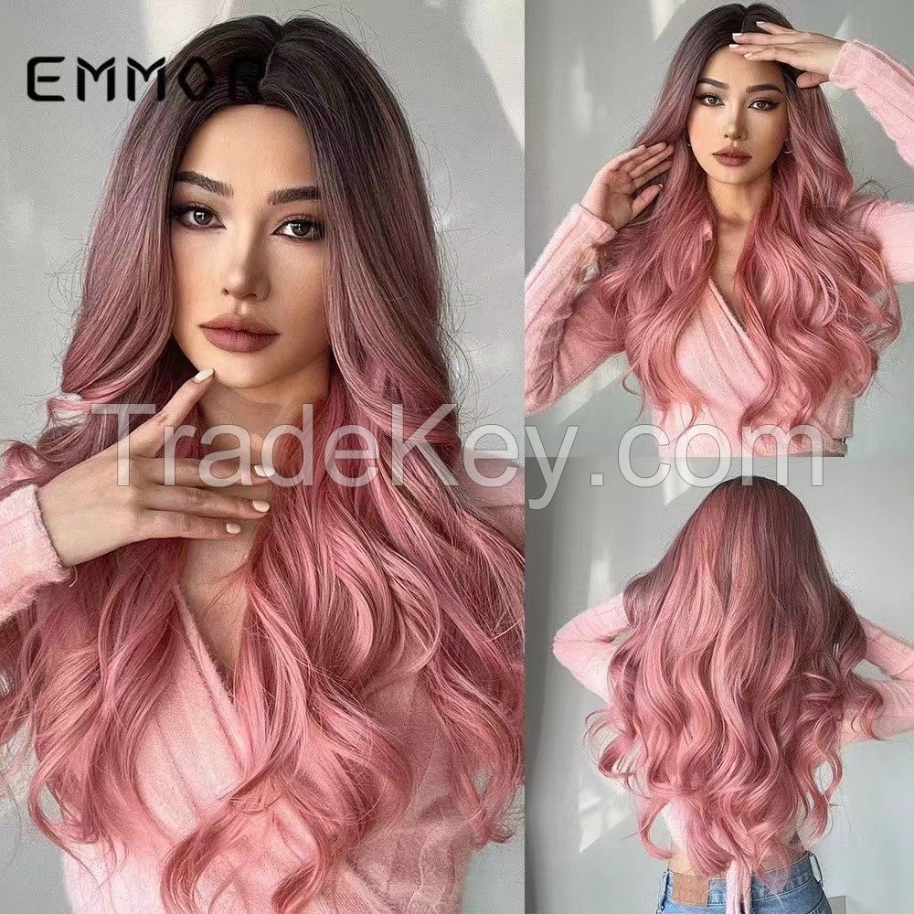 Customized Factory Wholesale Synthetic Hair All Colors Straight Natural Wave Centre Parting Front Lace Wig For Women