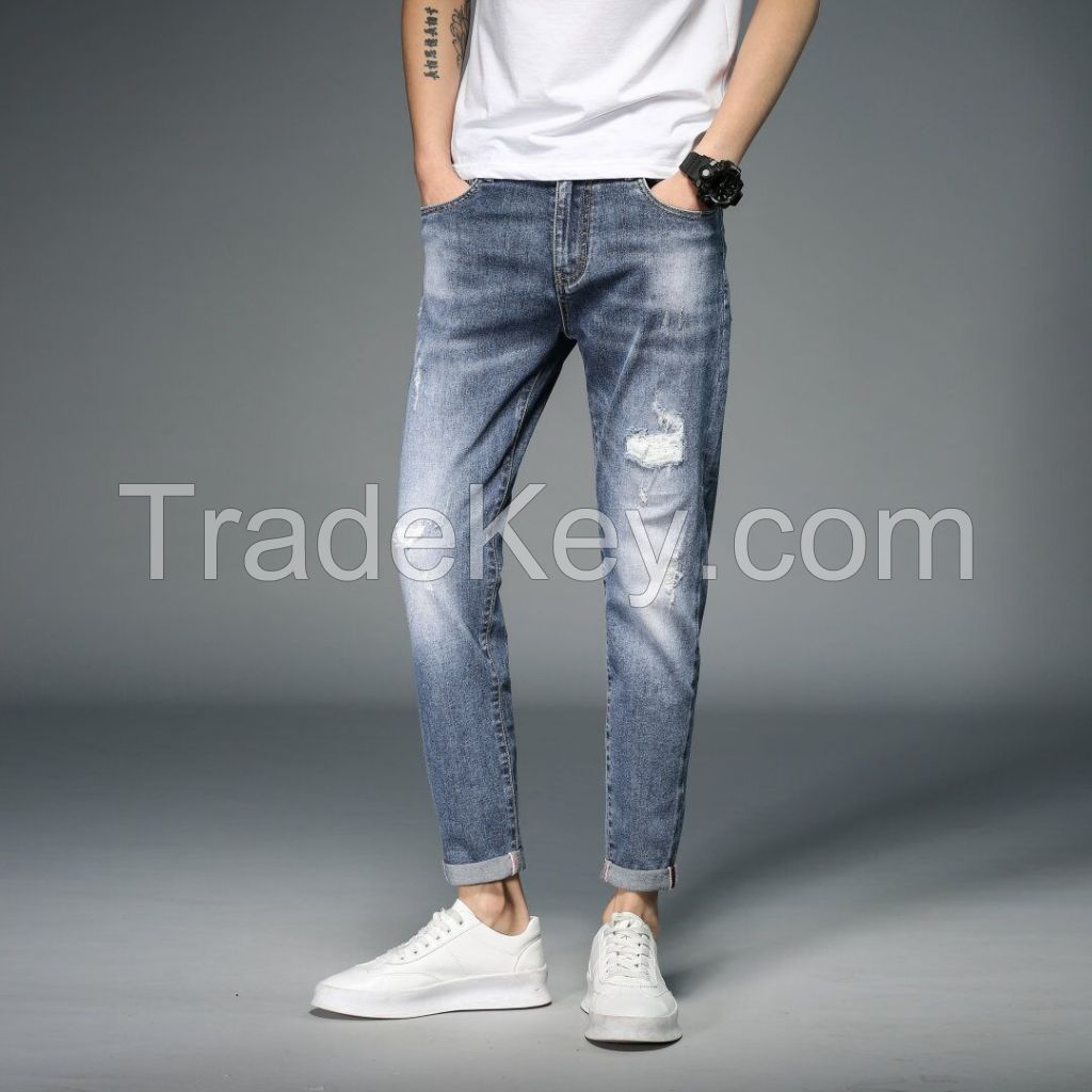 High Street Wash Patchwork Print Jeans Vintage Loose Denim Trousers Custom Men Baggy Flare Jeans