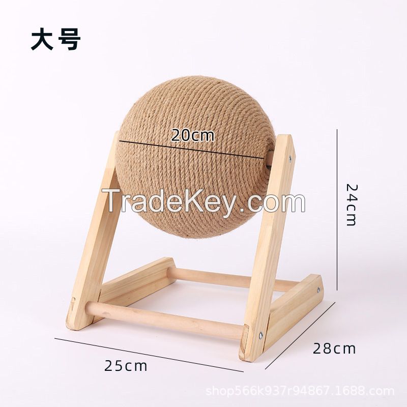 Wholesale Factory Manufacturer Cat scratching board toy Wooden scratching ball grinding claw hand sisal hem rope cat climbing frame durable cat scratch