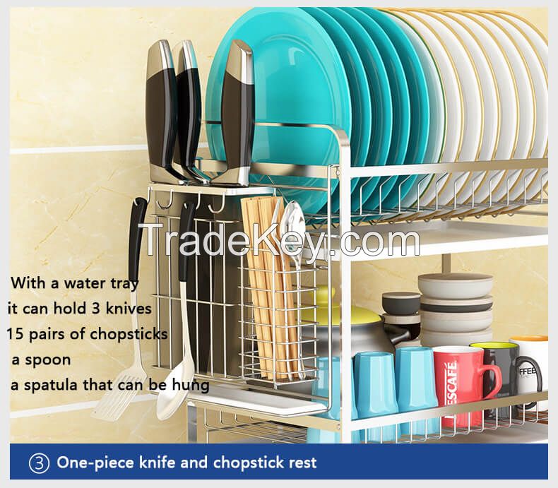 Factory Design Household Kitchen Flat steel two-tier dish rack