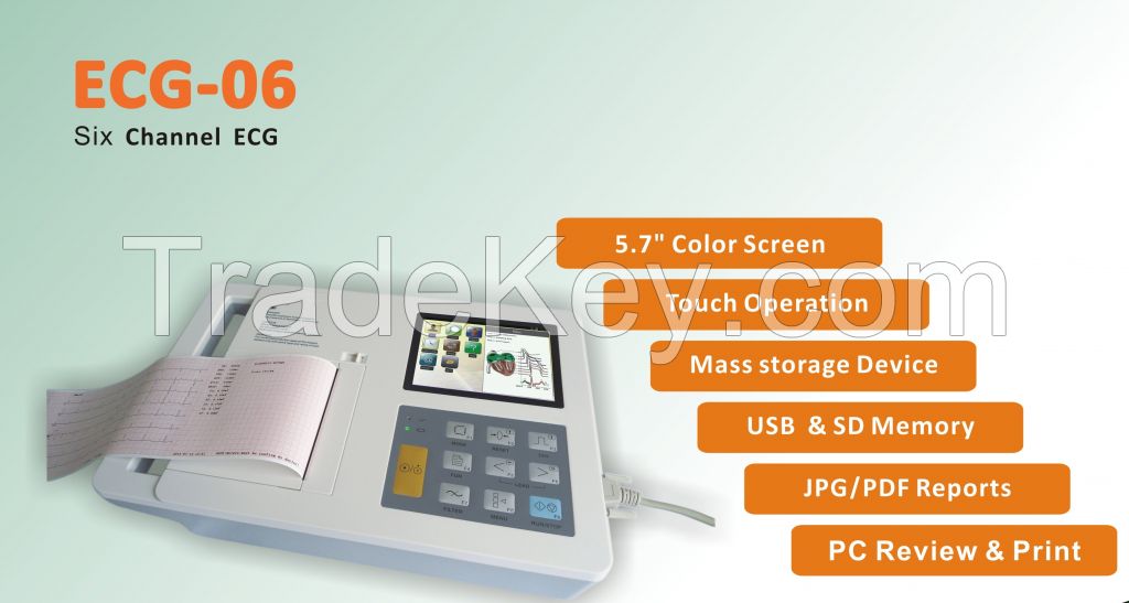 Portable Ecg Ekg 6channel Electrocardiograph Touch Screen Ecg/Ekg Machine &amp;amp;amp;amp;amp;amp;amp; Ecg Machine