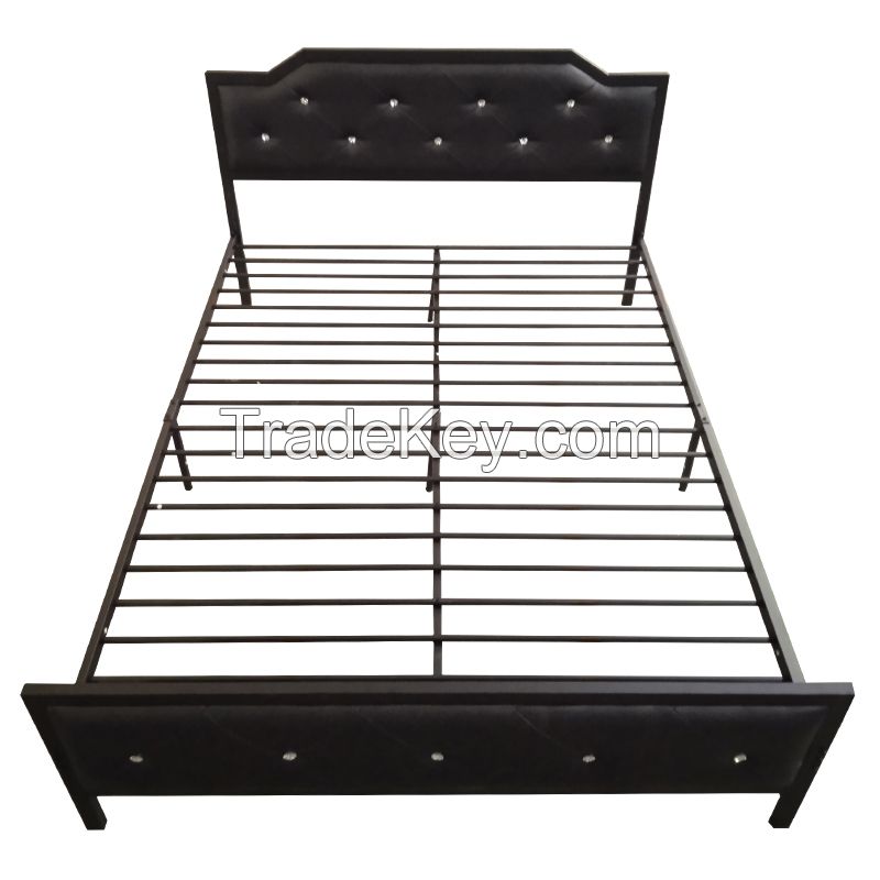 Metal Bed With Padded Headboard