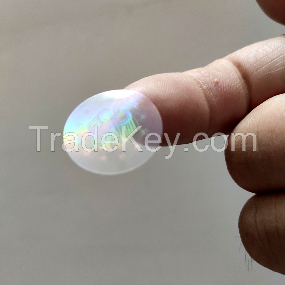 Anti-counterfeiting transparent round overlay hologram sticker Adhesive Rainbow Holographic Foil Hologram Overlay Sticker