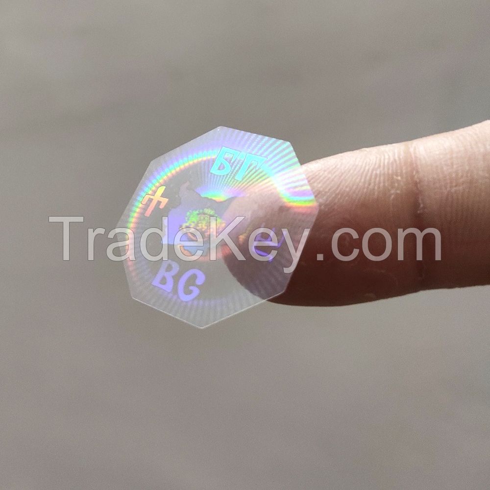 Anti-counterfeiting transparent round overlay hologram sticker Adhesive Rainbow Holographic Foil Hologram Overlay Sticker