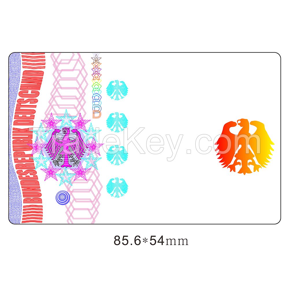 Hologram card, Hologram ID card lamination pouch and Hologram card overlay