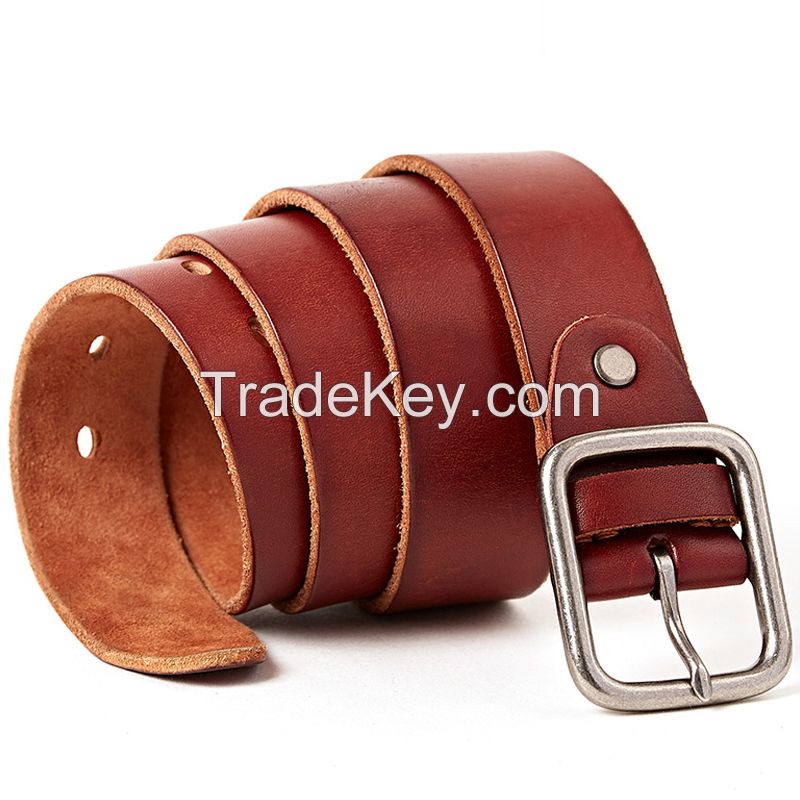 Full Grain Leather Belt for Men Genuine Leather Male Belt Vintage Pin Buckle Waist Band Husband Gift