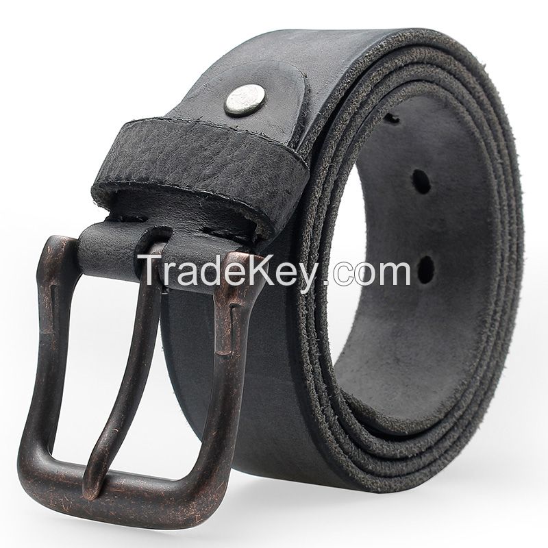 Heavy Duty Work Belt for Men 100% Real Leather Pin Buckle Jeans Belt