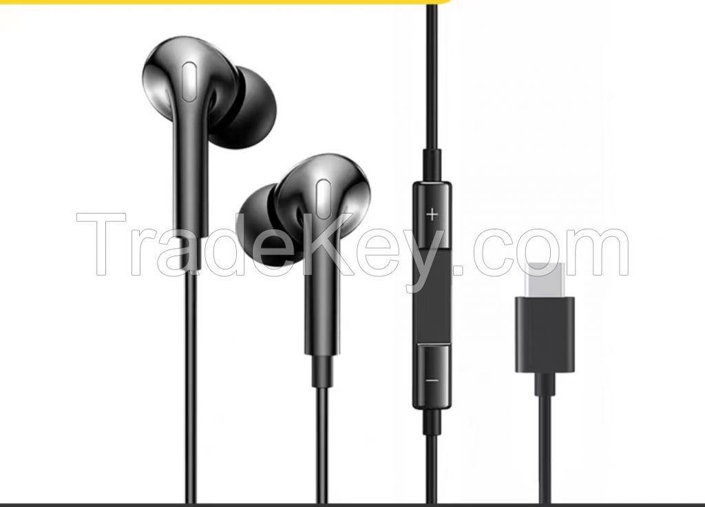 Earphone wired high sound quality suitable for typec interface round hole with wheat sound insulation noise reduction suitable for all models
