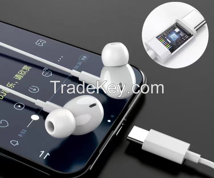 Earphone wired high sound quality suitable for typec interface round hole with wheat sound insulation noise reduction suitable for all models