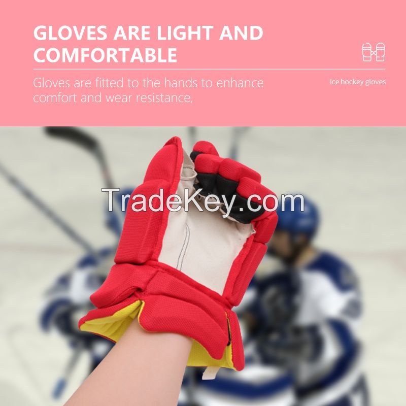 Ice hockey gloves Adult youth children ice hockey gloves breathable wear-resistant roller hockey ice hockey protective equipment