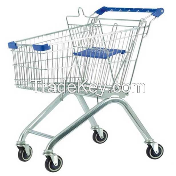 European style 60L supermarket grocery shopping trolley cart