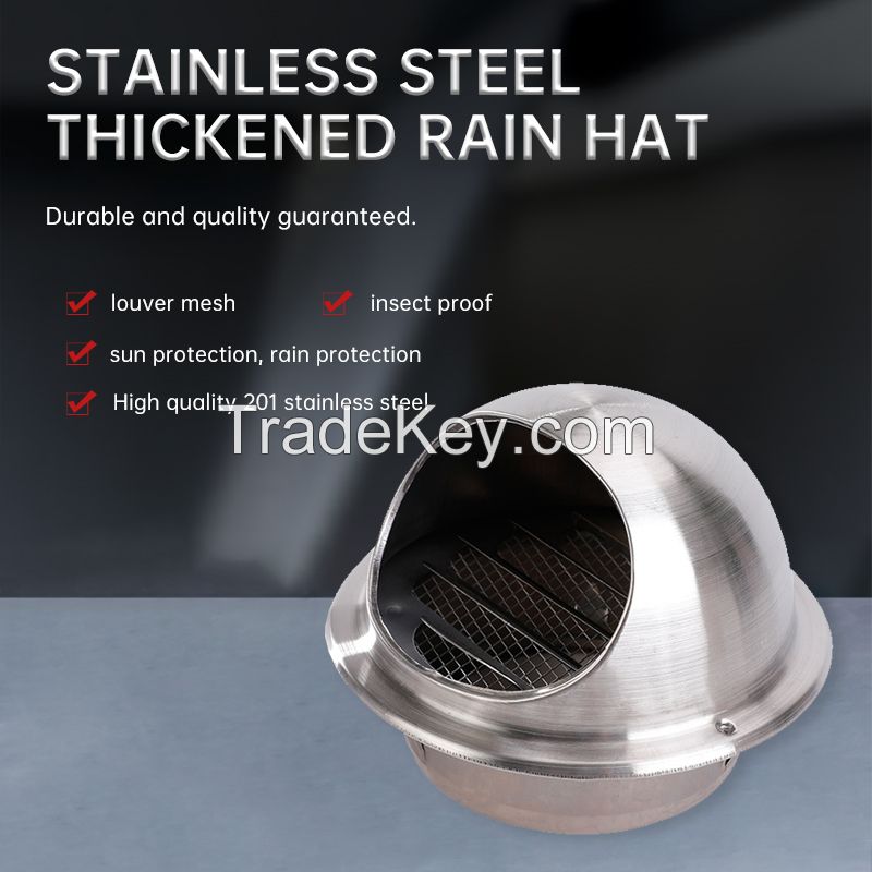 201 stainless steel thickened rain cap range hood exterior wall air outlet windproof hood exhaust outlet outdoor insect-proof rain cap exhaust hood