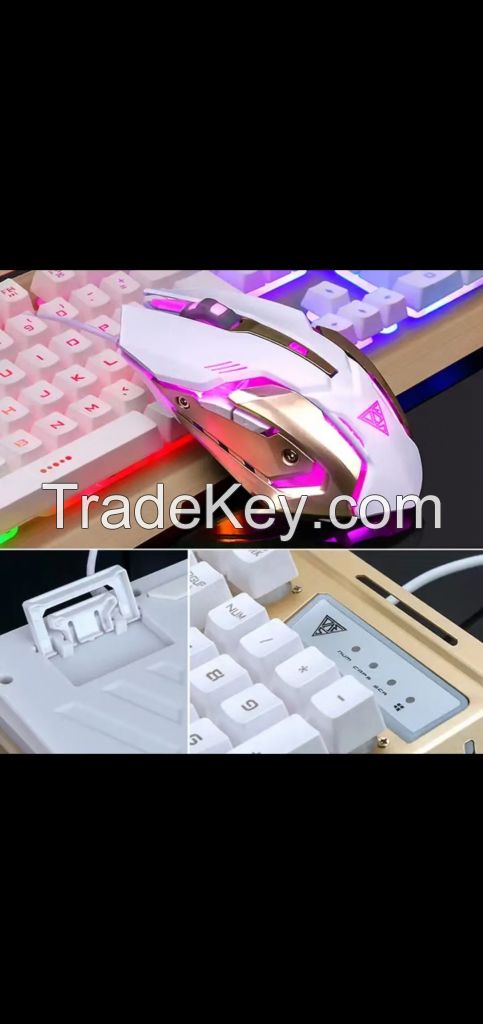 II keyboard Mechanical Gaming Keyboard and Mouse Combo Rainbow Backlit Keyboards Wire Mouse for PC Gamer Computer Laptop
