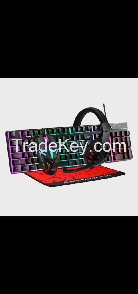 II keyboard Wholesale Prices 104 Keys RGB Colorful Backlit Gaming Keyboard And Mouse headset headphone Gaming combo