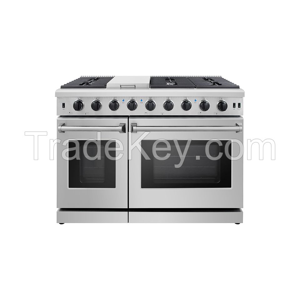 Hyxion Stainless steel 48inch 6 burner with frying pan Gas oven