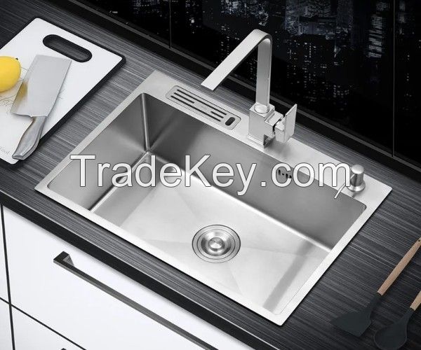 Kitchen sink single sink 304 stainless steel sink wash basin