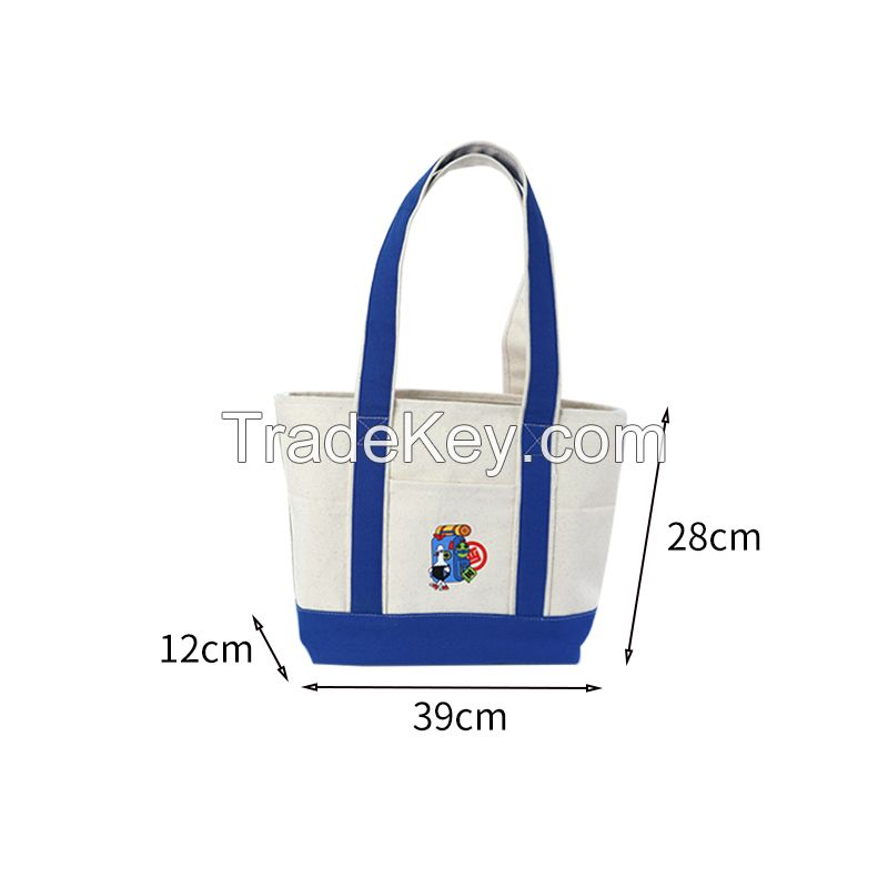JHM factory wholesale high quality 12 oz custom canvas tote handle bag for women