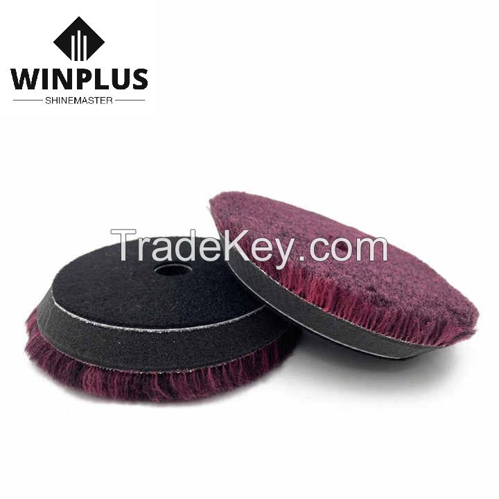 Maroon Buffing Wool Pad 5 inch 100% Wool Dual Action Polisher Pas for Car Polishing