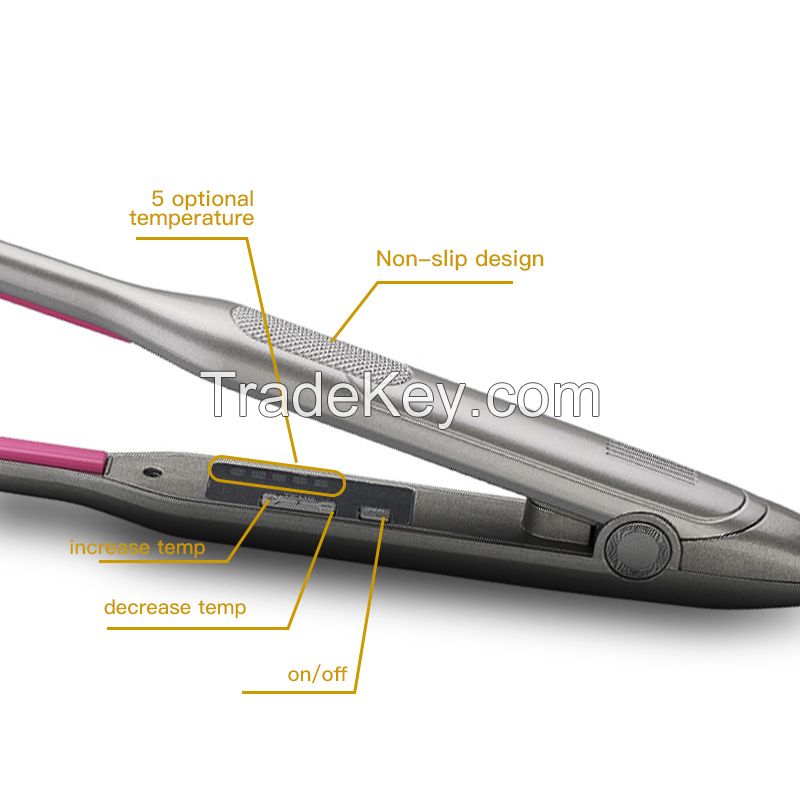 Mini 8mm Flat Iron 5 Gears Temperature Adjustable Pencil Flat Iron 1/3 inch Plate Hair Straightener