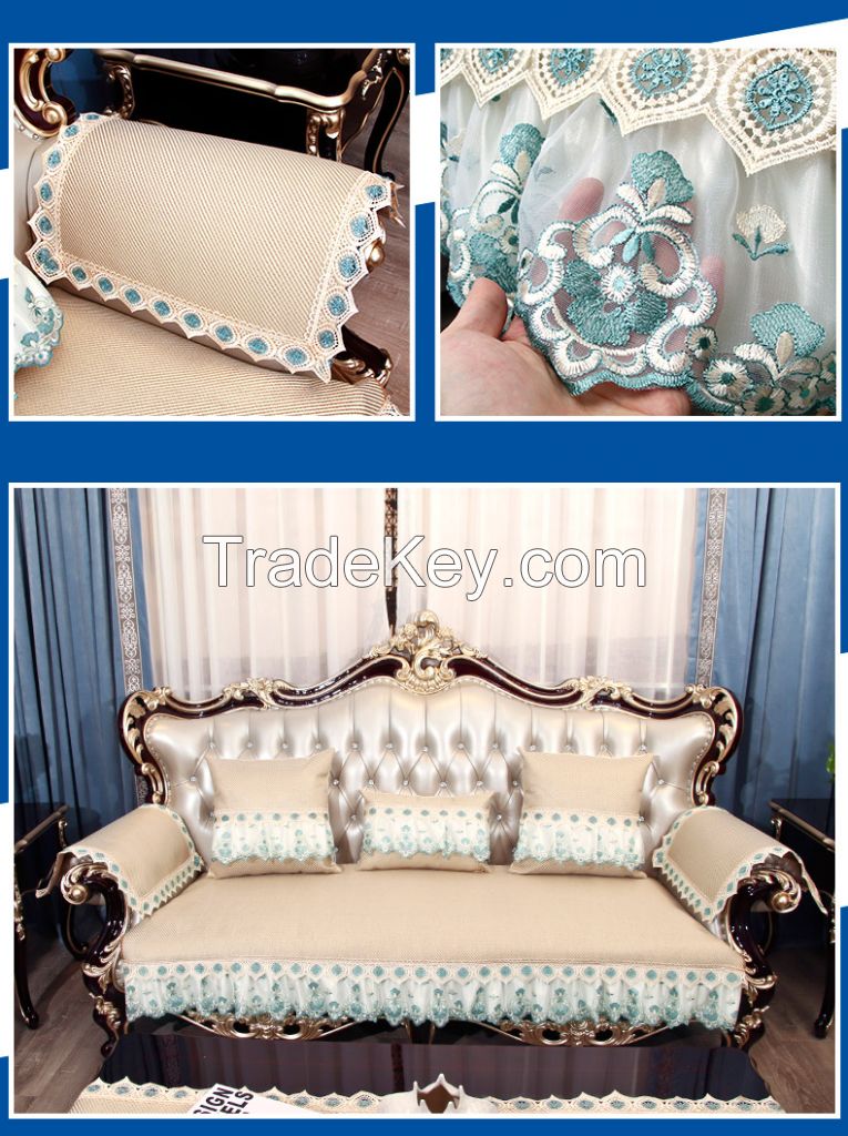 European sofa cushion summer luxury four seasons non slip leather fabric American sofa cushion cover customized