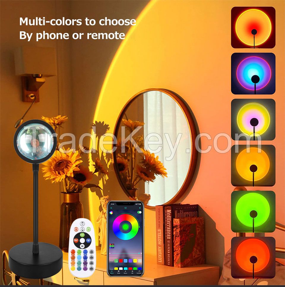 Smart Bluetooth Sunset Projection Lamp Sunset Projector Night Light APP Remote Led Lights for Room Decoration Photography Gifts