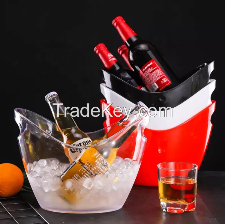 New Design Wholesale Multiple Colors Cooler Customized Acrylic Beer Plastic Ice Bucket