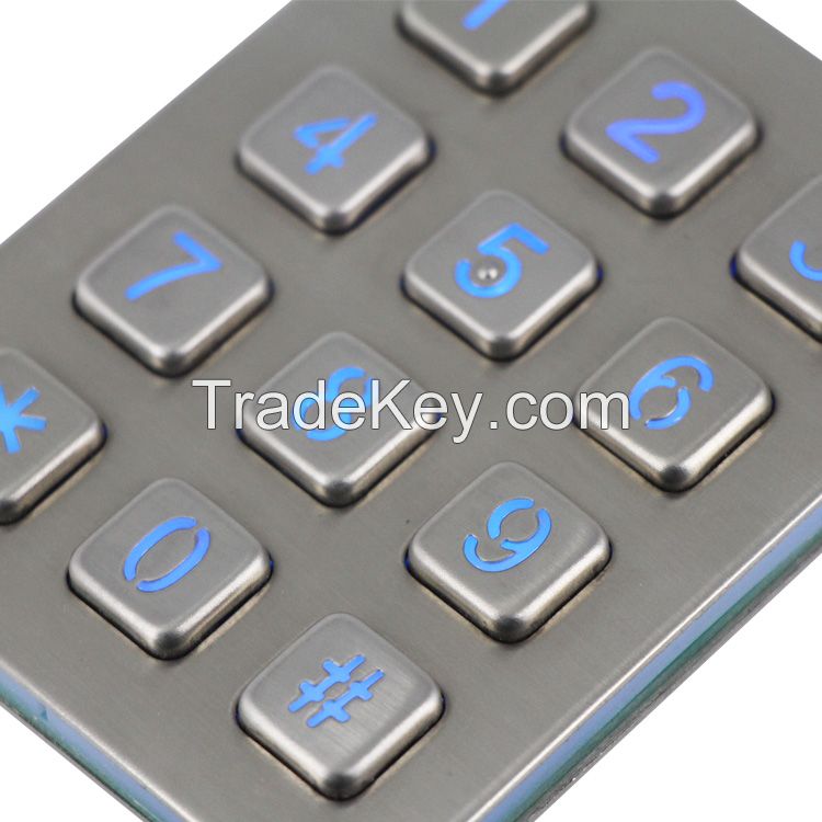Waterproof stainless steel metal intercom/vending machine keypad