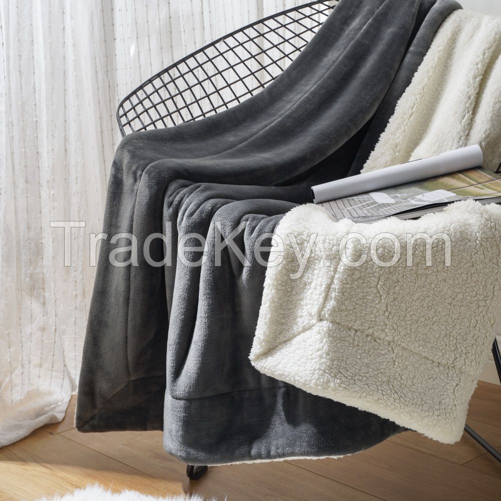 Polyester sherpa fleece  blanket