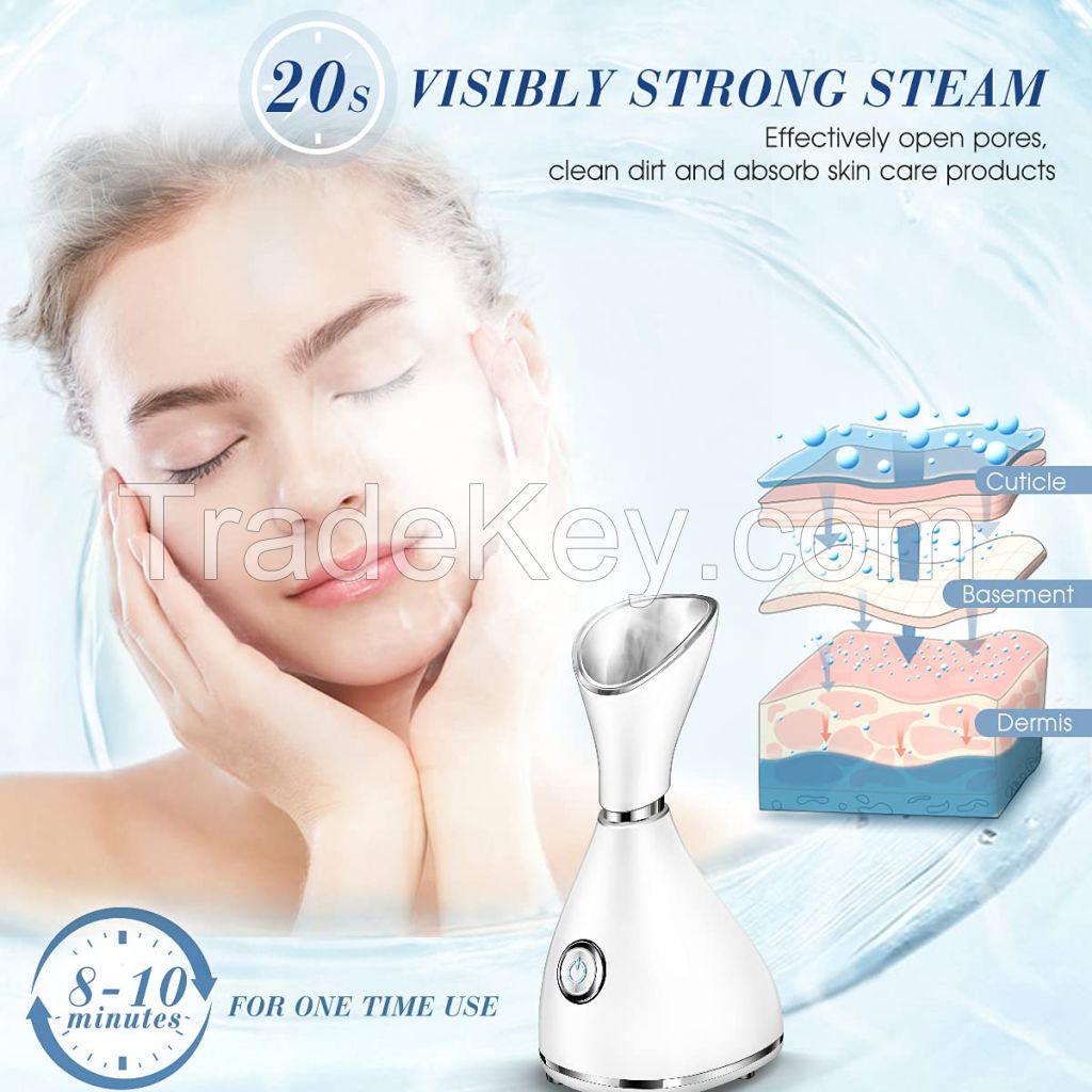 Facial Steamer, Warm Mist Face Steamer Professional Facial Humidifier Portable for Home Skin Spa, Atomizer for Deep Cleaning Pores and Moisturizing and Blackheads Acne Skin Care