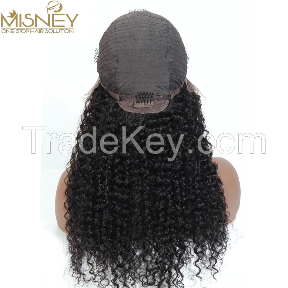 Human Hair Curly Wig Hand Tied Lace Frontal Wig