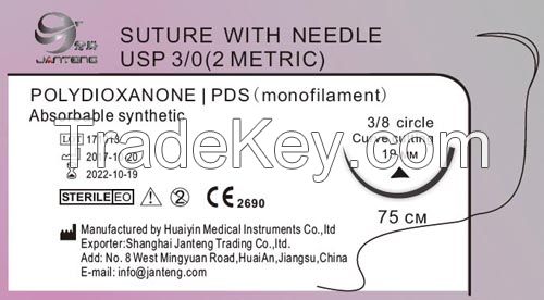 absorbable monofilament Polydioxanone sutures