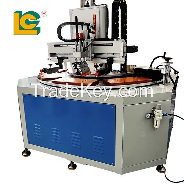 Two-color turntable flat screen printing machine for plastic sheet license plate PVC card dash board with LED UV curing